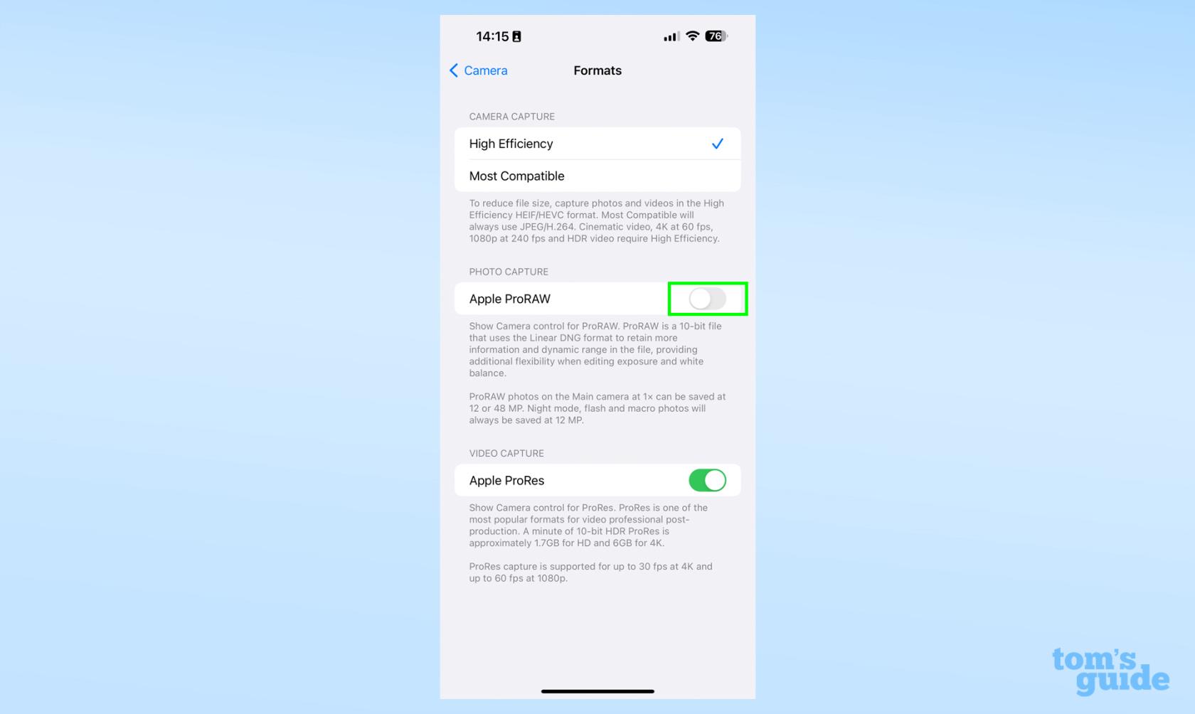 如何在 iPhone 14 上啟用 48MP ProRAW 照片